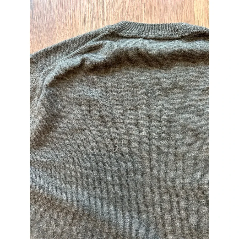 Banana Republic Mens Merino Wool Crewneck Sweater Green Elbow Patches Size M